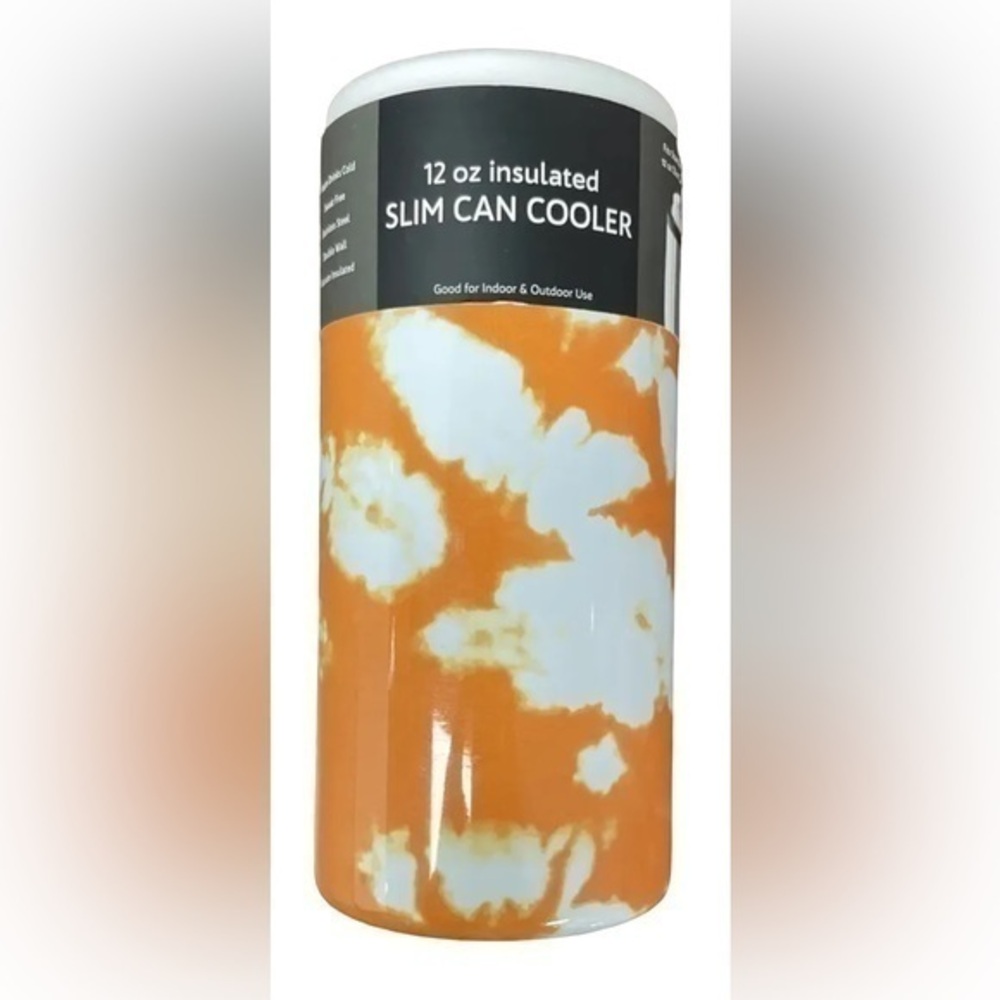 Cambridge Orange & White Tie Dye 12 Ounce Insulated Can Cooler NWT